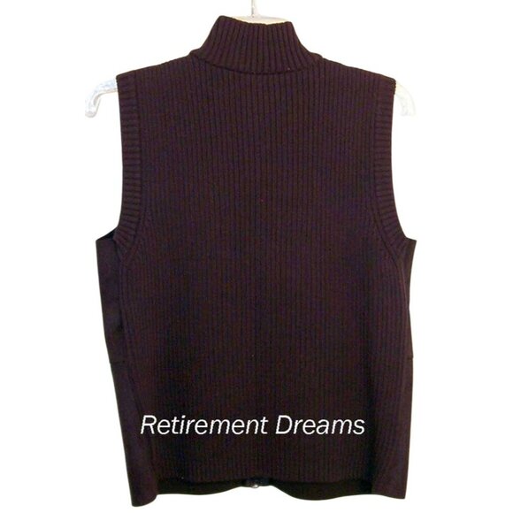 J. Jill XS Womens Sleeveless Zip-Up Sweater Vest Brown Faux Suede Ribbed Knit - Picture 2 of 3